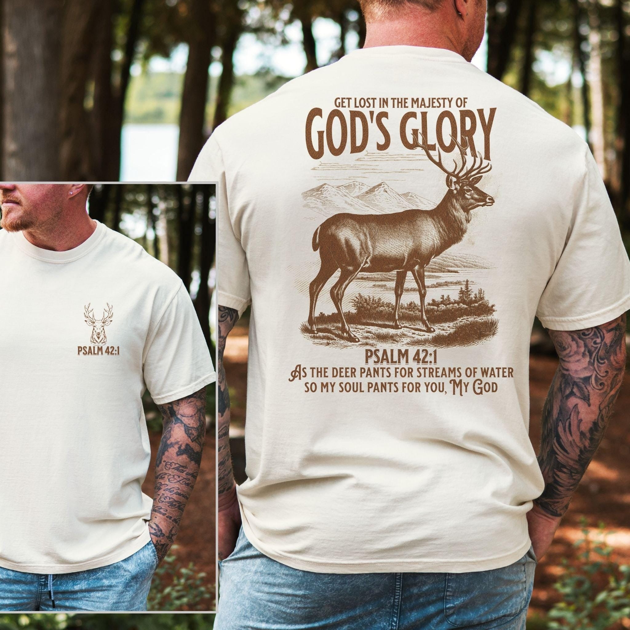Mens Christian Shirts Bible Verse Shirt Comfort Colors® Hunting Gifts Religious Gifts for Men Father's Day Gift Jesus Shirt Baptism Gift